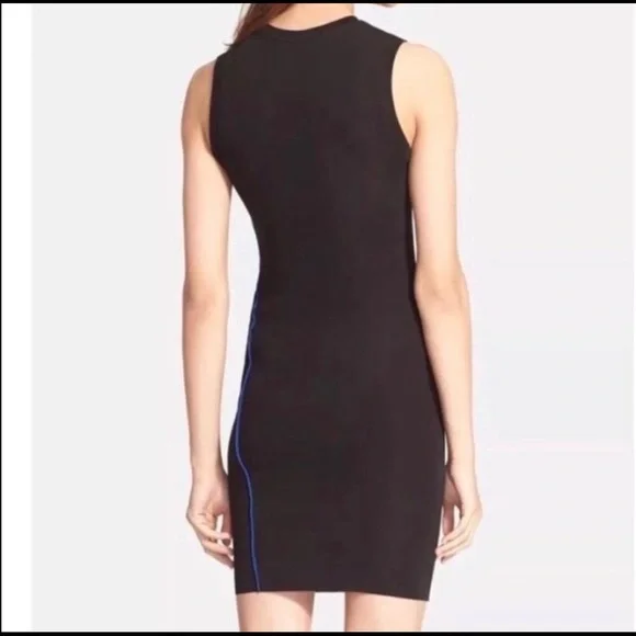 Alexander Wang Black Bodycon Dress with Blue Diagonal Stripe - Picture 2 of 3
